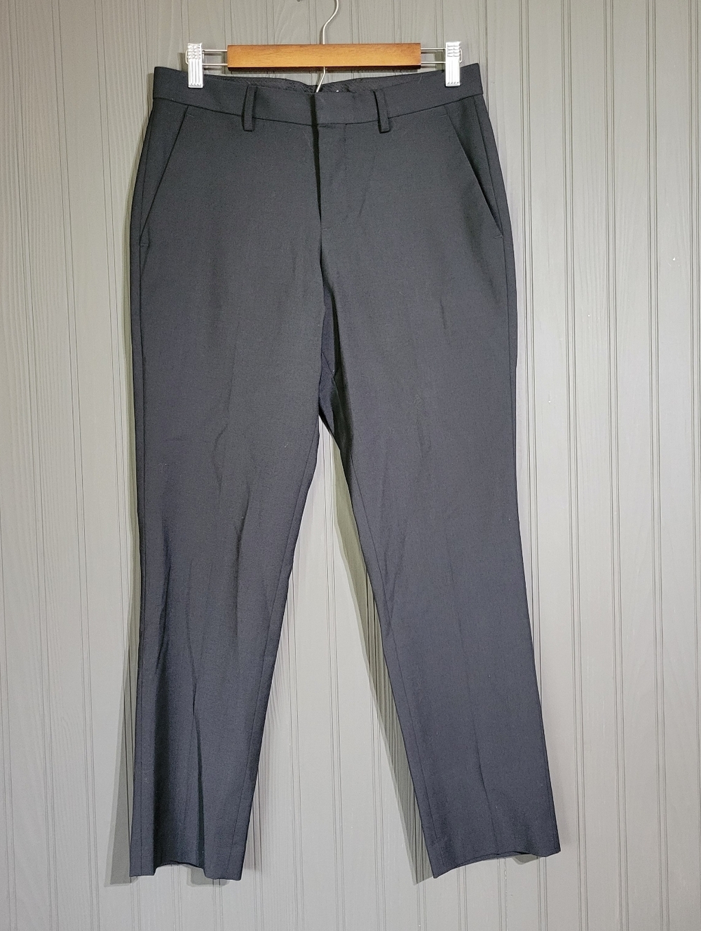 Express Chino Dress Pants Flat Front Wool Blend Black Men's 28x30